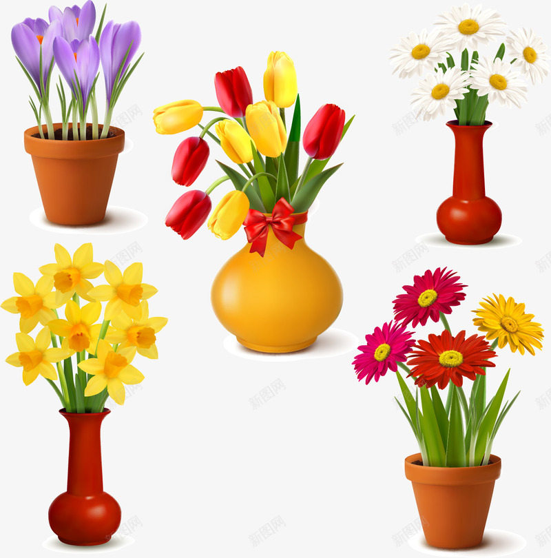 花盆png免抠素材_新图网 https://ixintu.com 免费矢量下载 花朵 花瓶 花盆 菊花 葵花