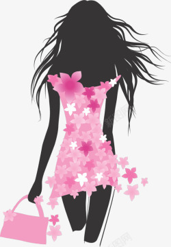 穿漂亮粉裙子的女孩素材
