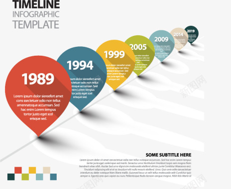 彩色时间轴商务信息图图标图标