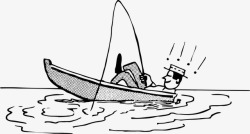 在小船上钓鱼矢量图钓鱼的人卡通高清图片