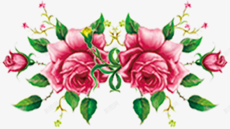 粉色个性手绘婚礼花朵png免抠素材_新图网 https://ixintu.com 个性 婚礼 粉色 花朵