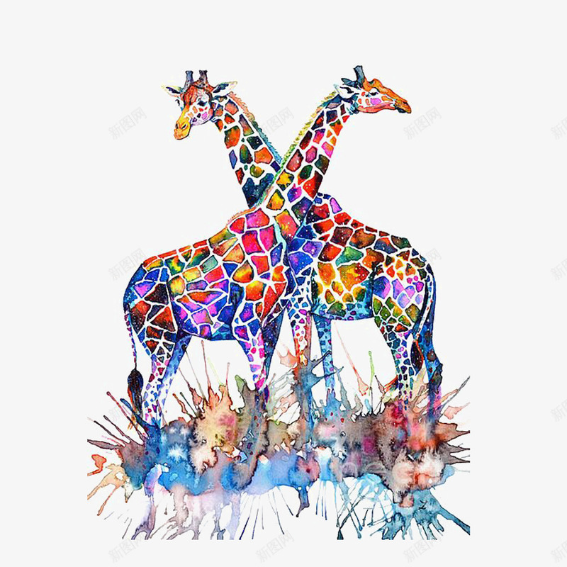 彩色马赛克长颈鹿png免抠素材_新图网 https://ixintu.com 可爱的 彩色的 漂亮的 站立 长颈鹿 马赛克鹿
