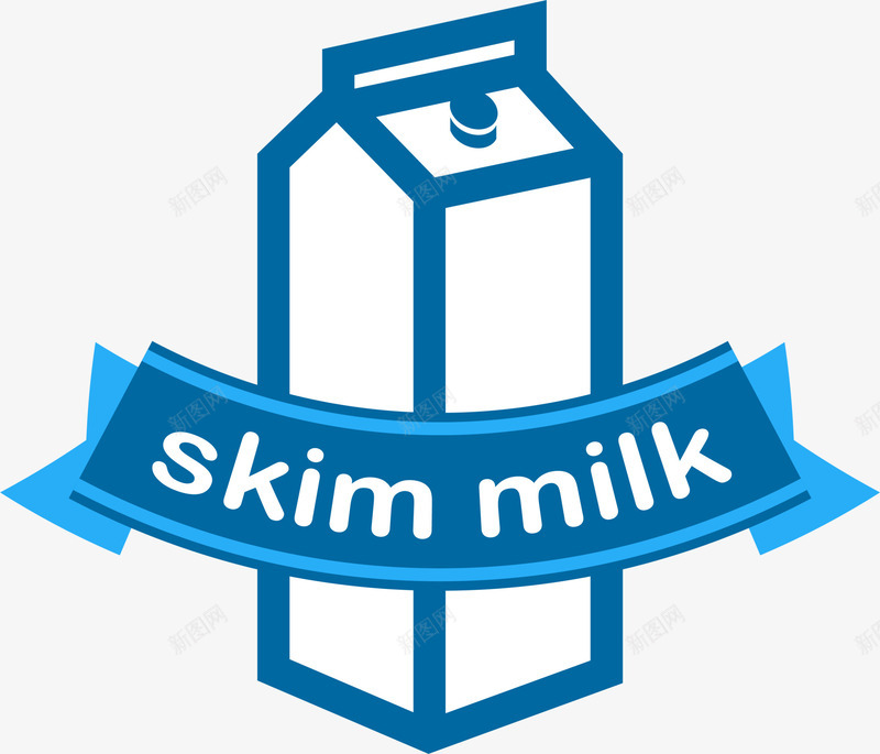 蓝色简约牛奶盒png免抠素材_新图网 https://ixintu.com milk 标签 牛奶盒 简约 绸带 蓝色 装饰图案