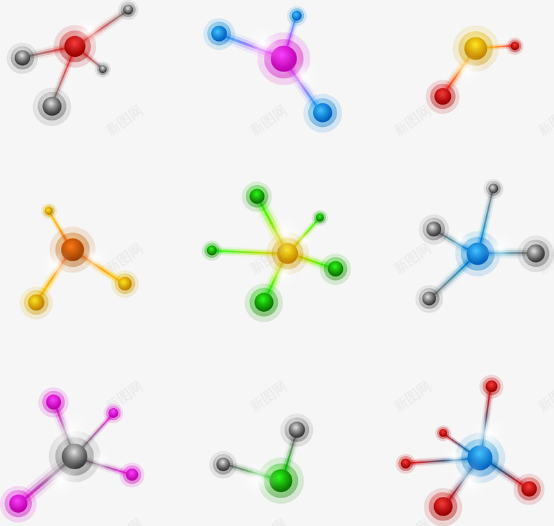 多变的化学分子矢量图eps免抠素材_新图网 https://ixintu.com 化学 化学分子 化学结构 多彩 矢量图