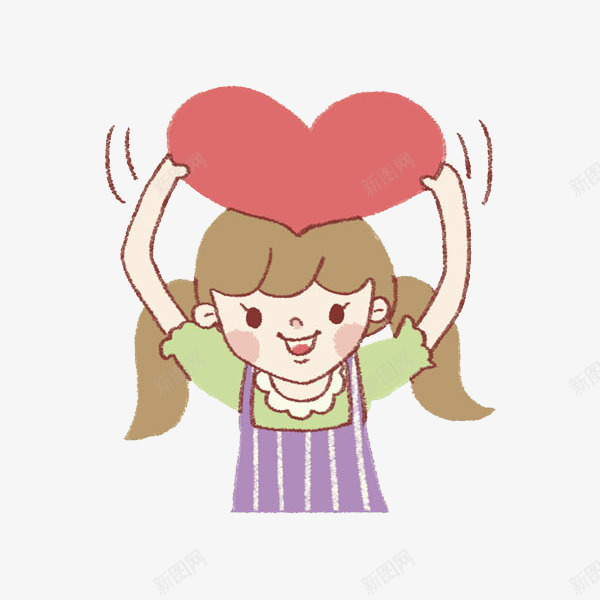 卡通举着爱心的女孩图png免抠素材_新图网 https://ixintu.com 卡通 可爱的 女孩 插图 漂亮 爱心 红色 高兴地