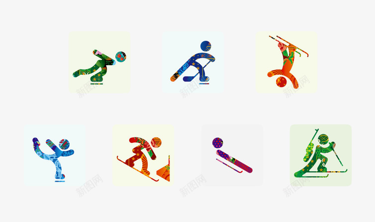 运动小人图标png_新图网 https://ixintu.com 卡通 滑冰 运动小人图标