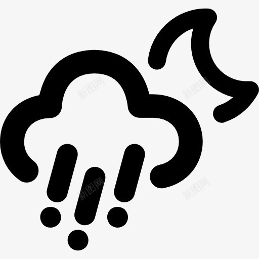 下雨的云Moon图标png_新图网 https://ixintu.com 下雨 云 冬天 天气 月亮