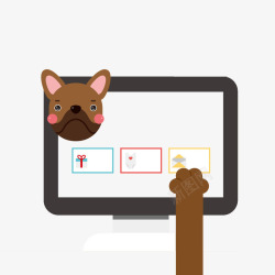 发信息卡通玩电脑的小狗图高清图片