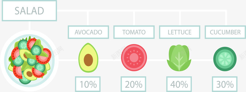 沙拉营养成分图表png免抠素材_新图网 https://ixintu.com 信息图表 总分结构 水果沙拉 沙拉 矢量素材 营养成分表