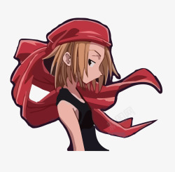 带头上毛巾漫画风格酷女孩戴红色长头巾高清图片