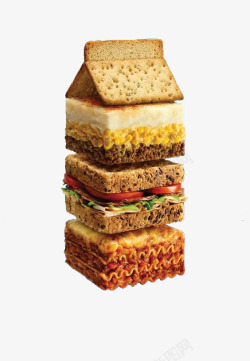 三明治片三明治面包牛奶盒高清图片