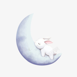月亮上的白兔素材