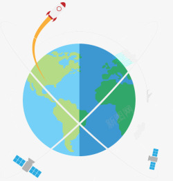 环绕地球的卫星插画矢量图素材