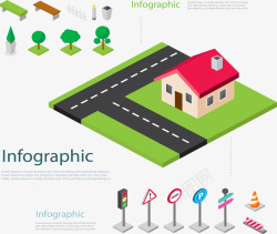 住宅区规划信息图表素材