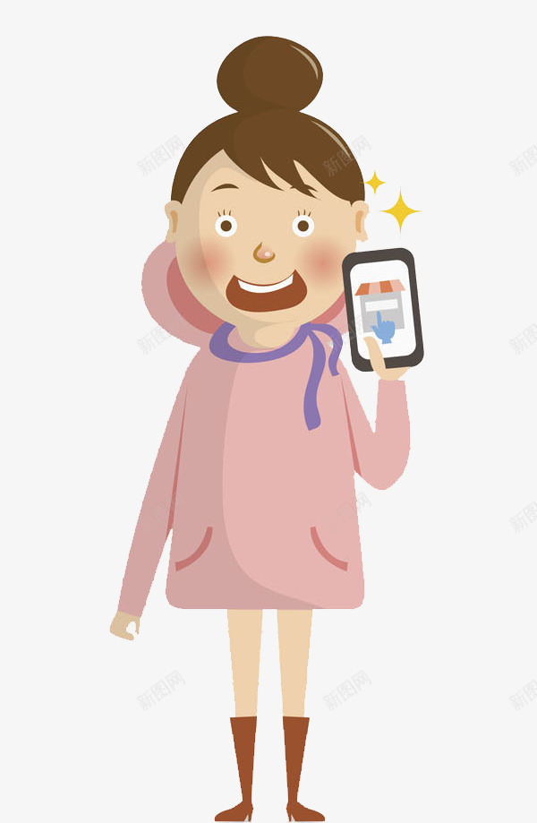 玩手机的女孩png免抠素材_新图网 https://ixintu.com 丸子头 可爱的 女孩 手机 漂亮的 玩耍 高兴地