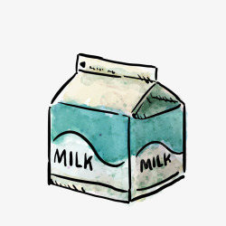 手绘牛奶盒装饰素材