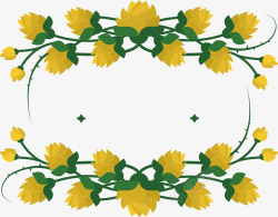黄色菊花标题装饰框素材