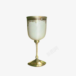 金属酒杯白色花纹酒杯高清图片