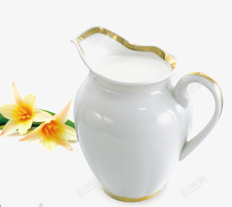 白色茶壶png免抠素材_新图网 https://ixintu.com 牛奶 白色 花草 茶壶
