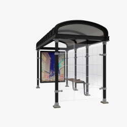一个彩色墙画玻璃透明公交车站台素材
