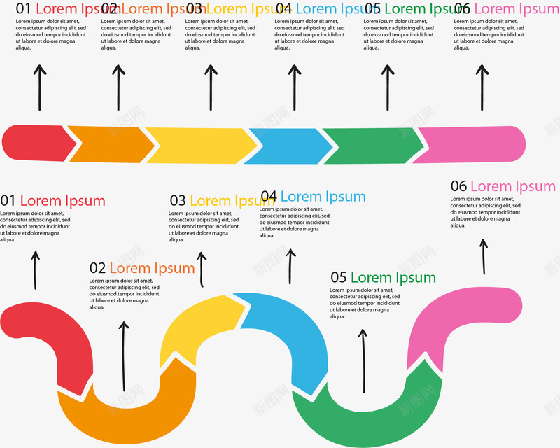 彩色流程图表png免抠素材_新图网 https://ixintu.com 信息 商务 时间轴 步骤 流程