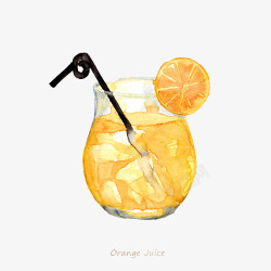 水彩画橙汁素材