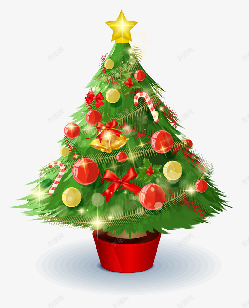 圣诞节绿色圣诞树png免抠素材_新图网 https://ixintu.com 圣诞球挂饰 圣诞球瓶子 圣诞节 多彩圣诞球 绿色圣诞树 黄色星星