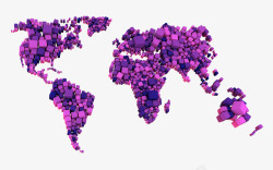 紫色创意艺术世界地图素材