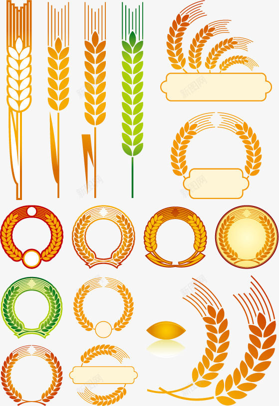 麦穗徽章图标png_新图网 https://ixintu.com 叶子 小麦 徽章 标志 标识 植物 麦穗