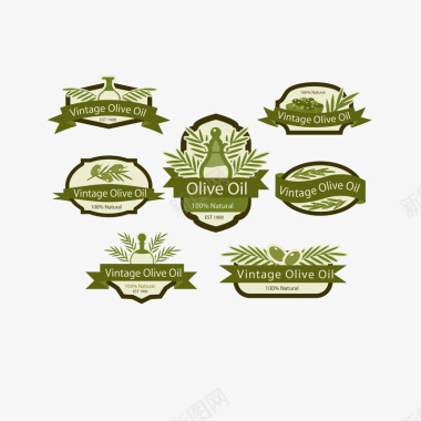 绿色橄榄油橄榄叶标识矢量图图标图标