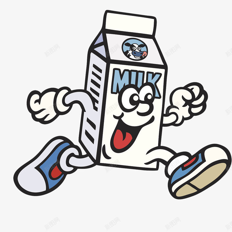 卡通奔跑的牛奶盒png免抠素材_新图网 https://ixintu.com 包装 卡通 卡通牛奶瓶 插图 插画 牛奶瓶 牛奶盒 设计 跑步