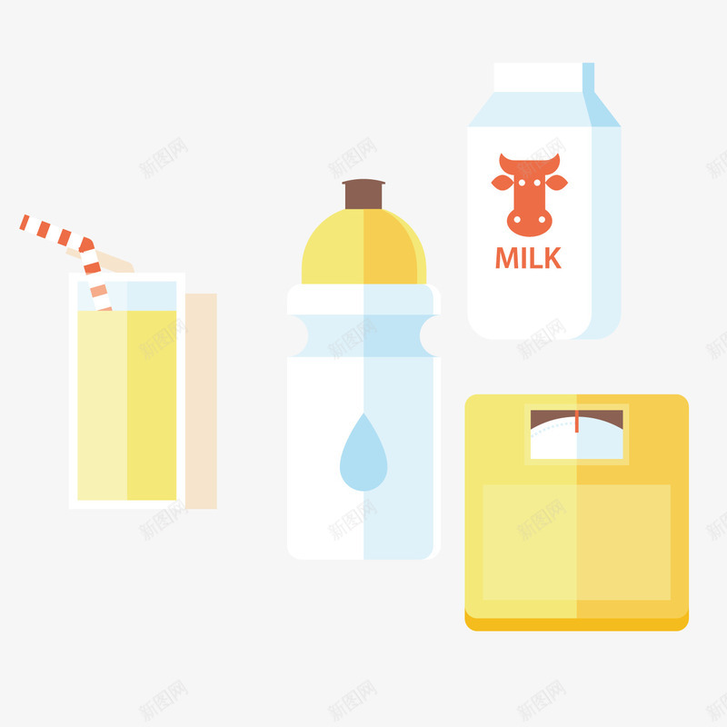 牛奶燕麦橙汁矢量图ai免抠素材_新图网 https://ixintu.com 扁平 橙汁 燕麦 牛奶 牛奶燕麦 矢量图