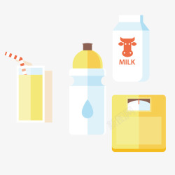 牛奶燕麦橙汁矢量图素材
