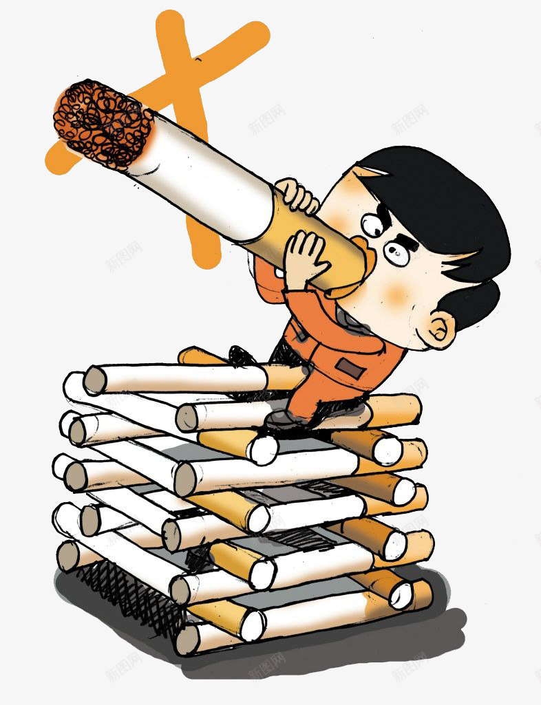 控烟禁烟png免抠素材_新图网 https://ixintu.com 创意 控烟 漫画 禁烟