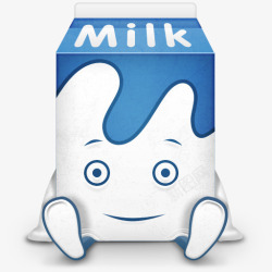 可爱蓝色开通牛奶盒子素材