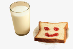 石磨面包装牛奶早餐笑脸面包片高清图片