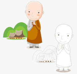 拿佛珠的小和尚素材