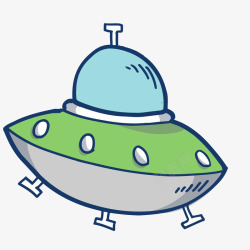 卡通绿色的外星飞船矢量图素材