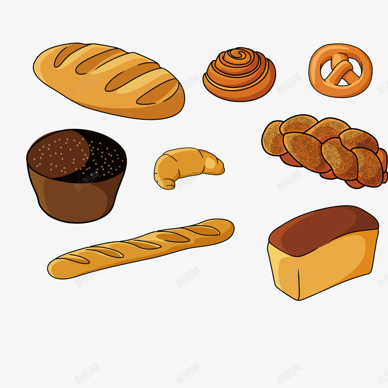 卡通面包蛋糕漫画png免抠素材_新图网 https://ixintu.com 卡通 手绘 牛角包 面包