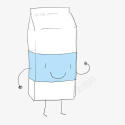微笑牛奶卡通手绘牛奶盒高清图片
