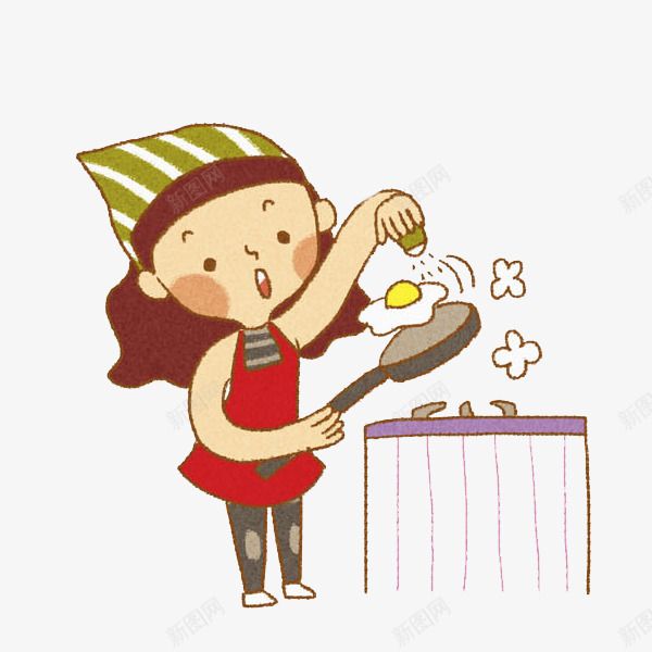 做饭的女人png免抠素材_新图网 https://ixintu.com 勤劳的 卡通 厨师 女人 漂亮的 煎蛋 美丽的
