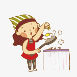 煎蛋的厨师做饭的女人高清图片