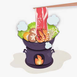 卡通手绘火锅食物素材