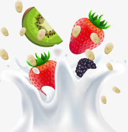 会跳舞的水果牛奶果粒创意牛奶中的水果高清图片