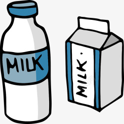 手绘瓶装钙片牛奶高清图片