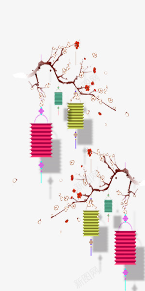 腊梅宫灯元素png免抠素材_新图网 https://ixintu.com 多彩 宫灯 灯笼 绚烂 腊梅