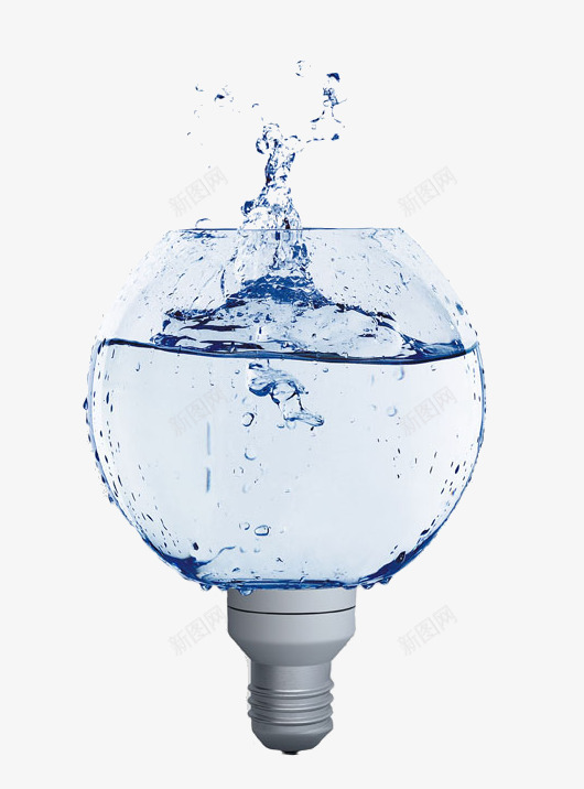 装了水的灯泡png免抠素材_新图网 https://ixintu.com 创意 创新 奇想 水 水花 灯泡 玻璃