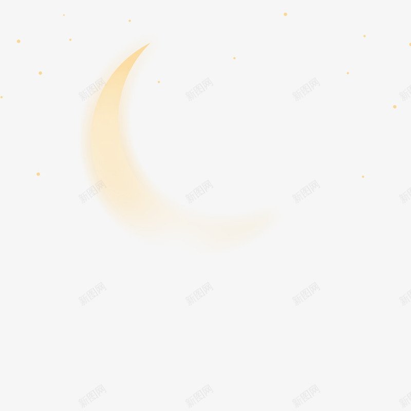 一轮弯月png免抠素材_新图网 https://ixintu.com 星星 月亮 装饰 黄色