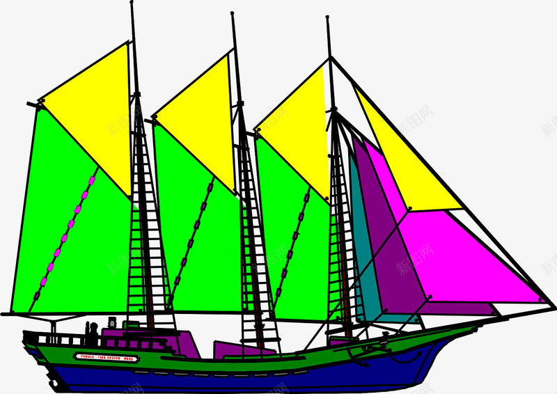 彩色的帆船png免抠素材_新图网 https://ixintu.com 乘风破浪 多彩 船舶 轮船