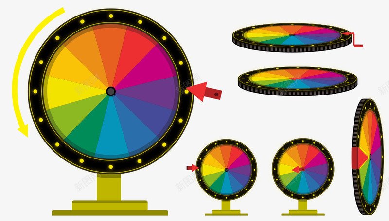 彩色旋转盘矢量图ai免抠素材_新图网 https://ixintu.com 多彩转盘 彩色 游戏转盘 转盘 矢量图